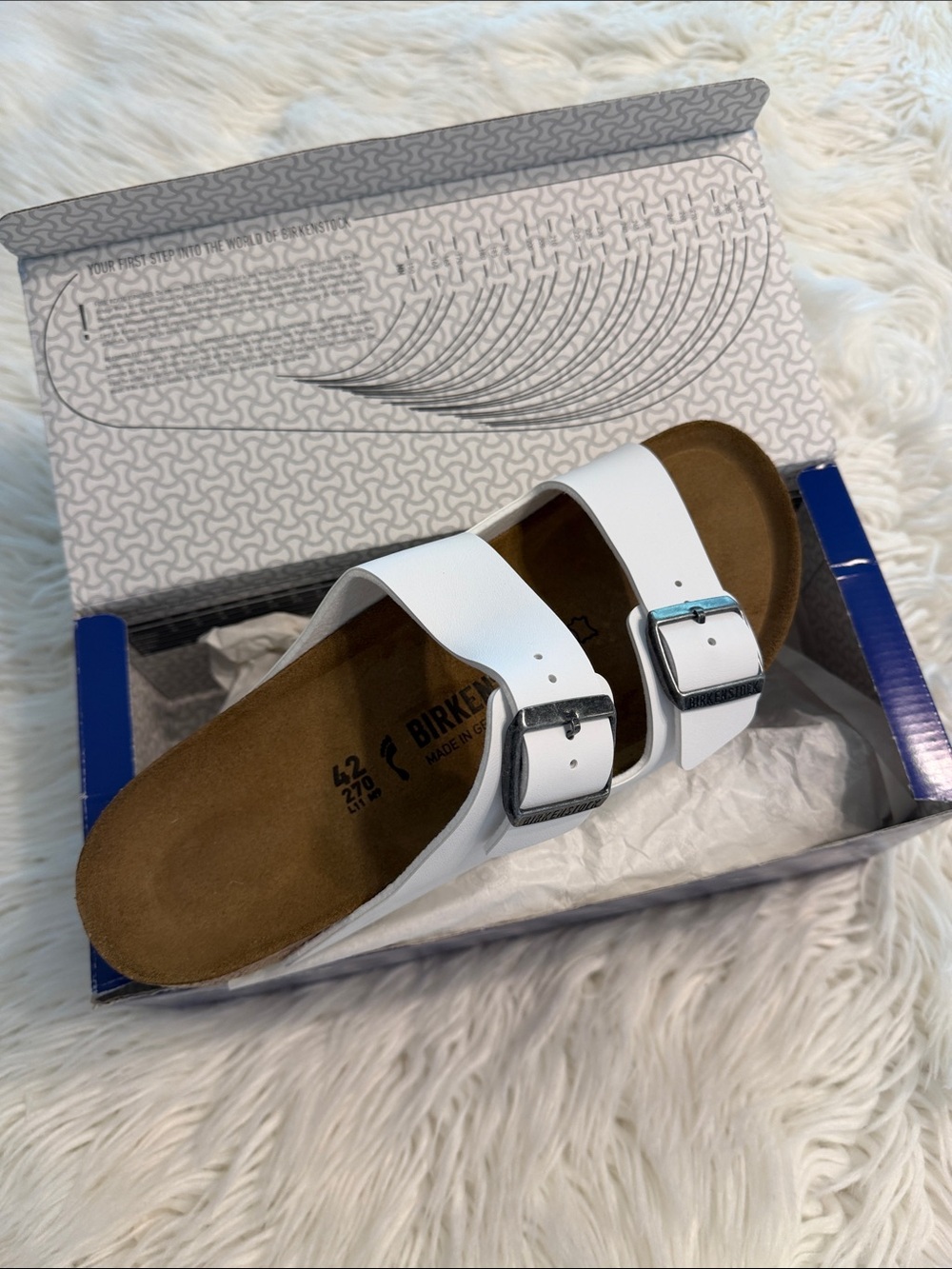 Birkenstock White Arizona Two-Strap Slide Sandals size 42 USA 11 women’s M 9
